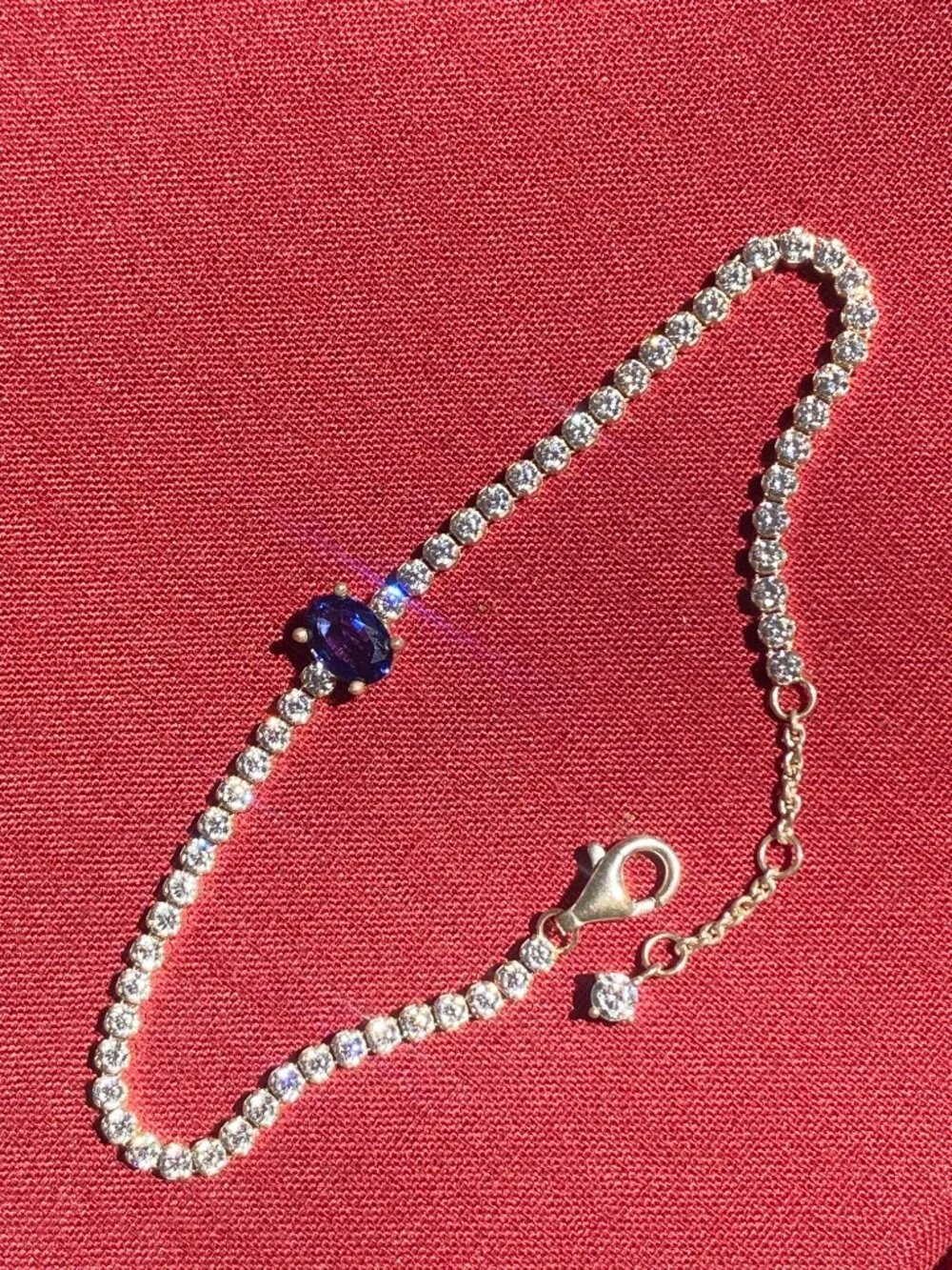 Pandora Sparkling Blue Gem Set w/ Tennis Bracelet, Eternity Ring, and Halo Ring